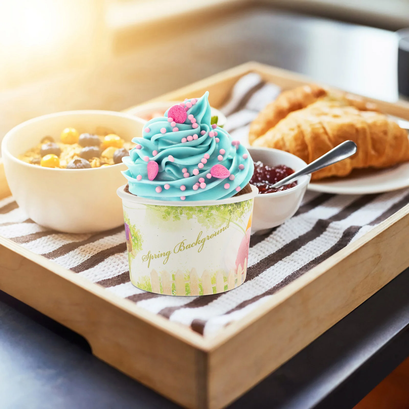 50 комплектов стаканчиков для мороженого десертов пластиковых контейнеров