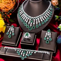 godki new luxury gorgeous charm necklace bangle earring ring jewelry set 4pcs full cubic zirconia brides wedding jewellery