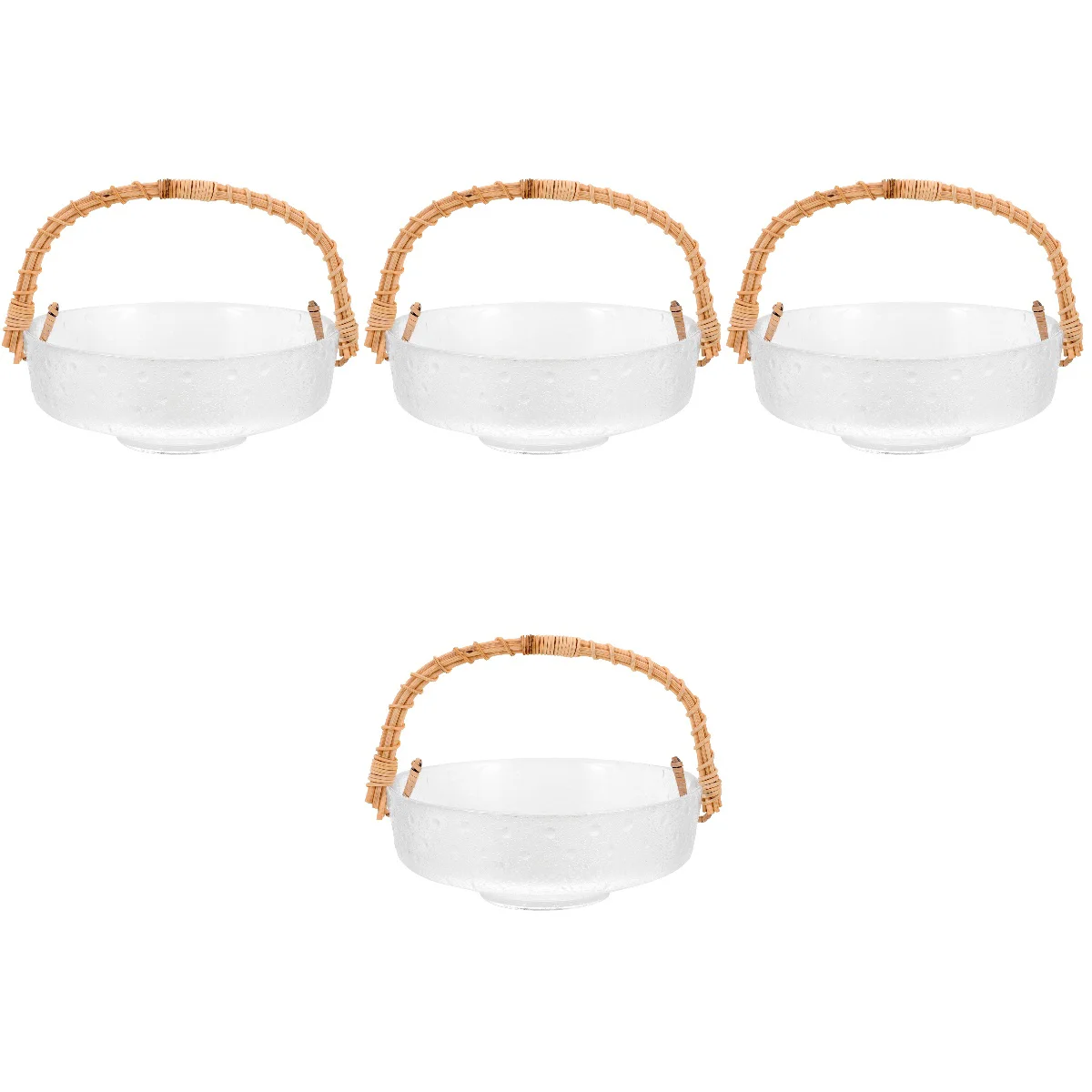 

4pcs Glass Fruit Plate Multi-Function Fruit Tray Snacks Storage Holder Dessert Container with Handle