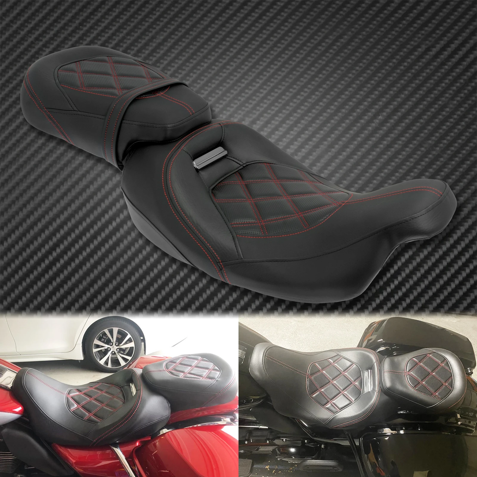 

Кожаное сиденье для водителя и пассажира с двумя грузами для Harley Touring CVO Electra Street Glide Road King Limited FLHT 2009-22 2023