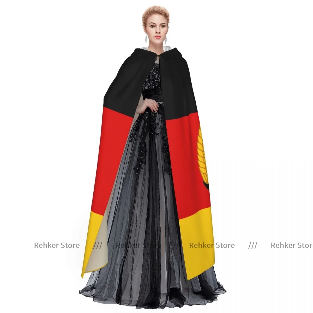 Взрослый женский халат с капюшоном и флагом немецкий накидка на Хэллоуин Полная