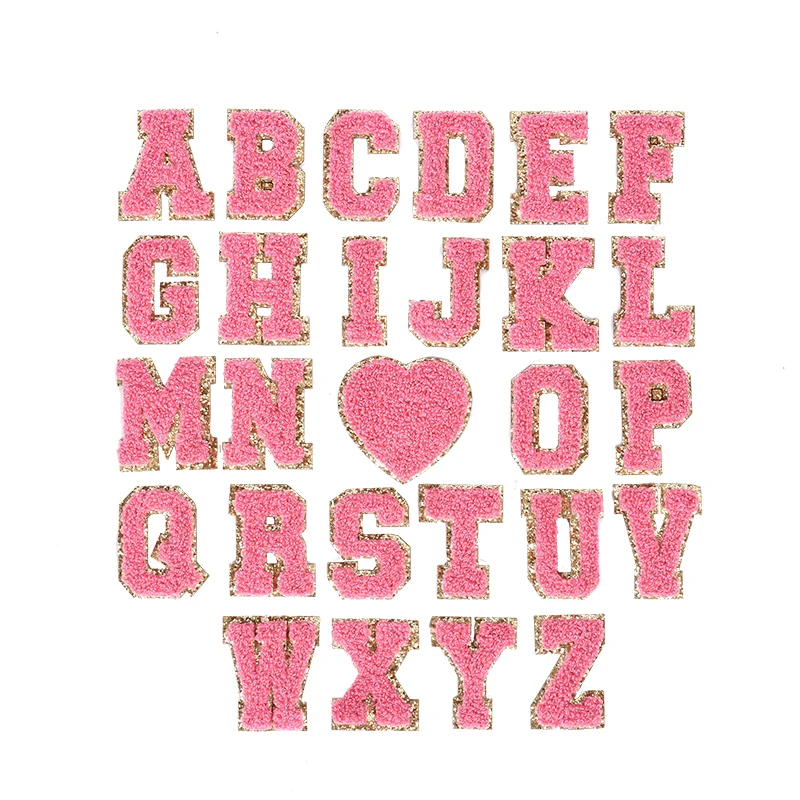 6.5cm A-Z Color English Letters Patches For Clothing Bag Glitter Letter Patches Stick on Alphabet Letters Embroidery Applique AB
