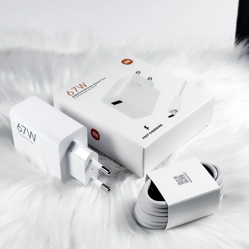 Оригинальное зарядное устройство Xiaomi 67 Вт адаптер Turbo Charge Gan EU 6 А USB-кабель типа C