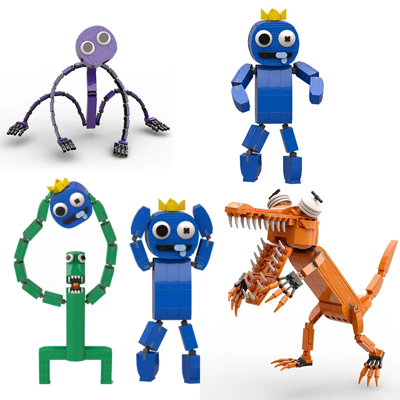

4pcs Rainbow Friends Building Blocks Rainbow Blue Green Monster Building Block Kit DIY Anime Brick Model Toy Kid Friend Gift