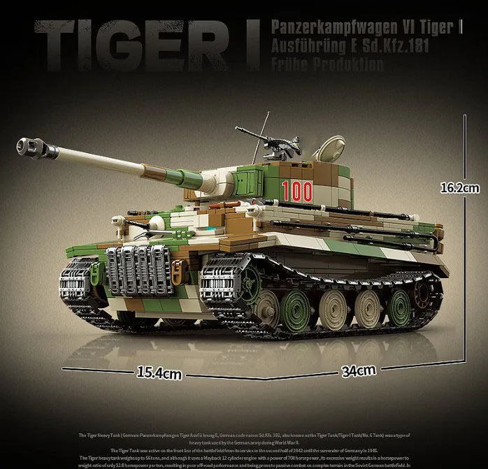 

Germany Tiger I Sd.Kfz.181 Tank Batisbrick Build Block World War Army Force Figure Ww2 Military Vehicle Brick Toy For Boys Gift