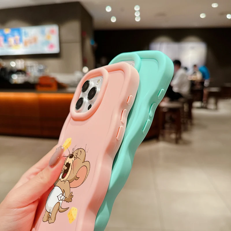 Чехол T-Tom and J-Jerry Wave для TomS JerryS iPhone 16 15 14 13 12 11 Pro Max Mini X XR XSMAX 8 7 6S Plus мягкий силиконовый