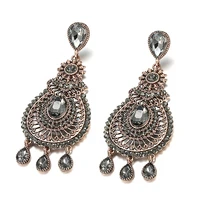 grier fashion ethnic boho gray crystal earrings for girls beach party water drops drop zircon earring vintage jewelry party gift