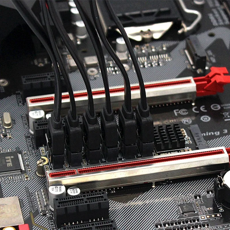 Плата расширения M.2 MKEY PCI-E плата NVME на SATA3.0 PCIE SATA 6Gpbsx6-Port ASM1166 поддержка функции PM