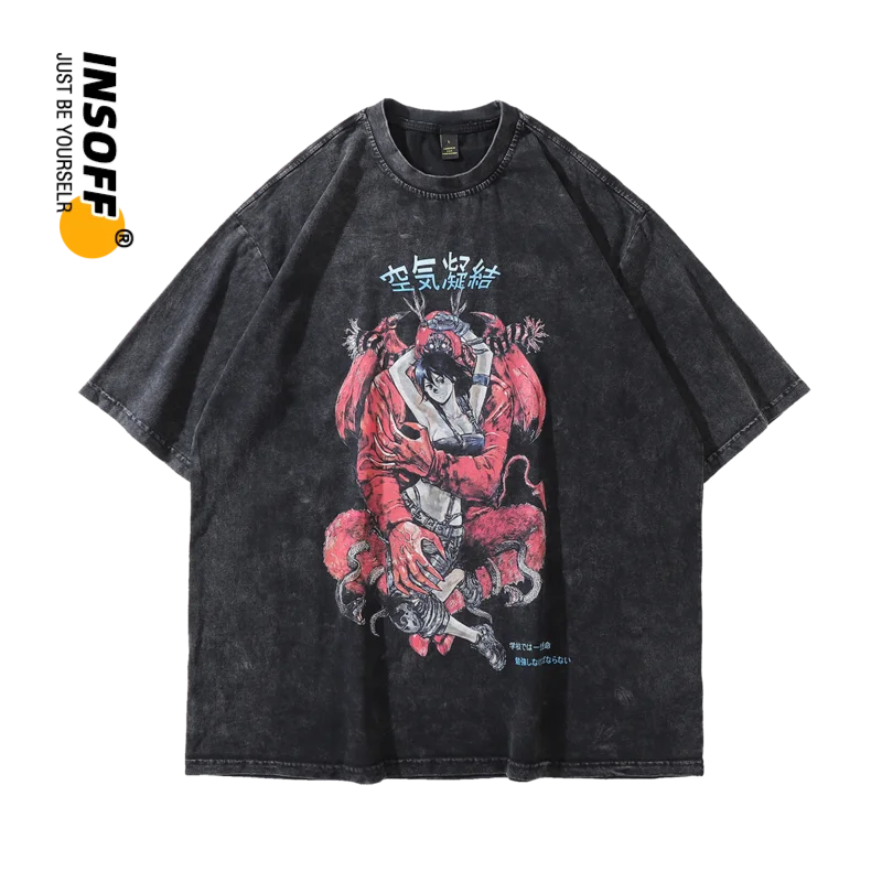 

Original Designer Japanese Fashion Anime Printed Graphic High Quality 100% Cotton Washed Y2k style Oversized Streetwear T-shirt