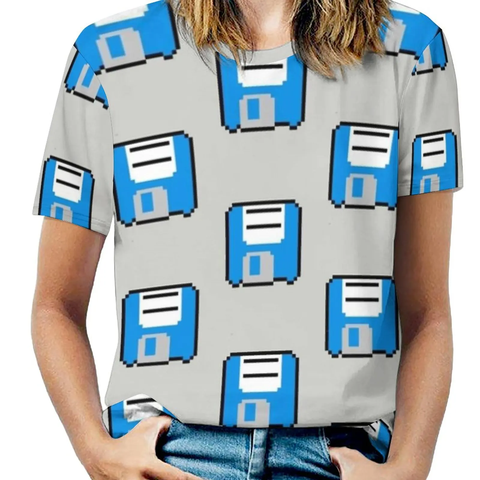 

Женская футболка с принтом, круглым вырезом и коротким рукавом