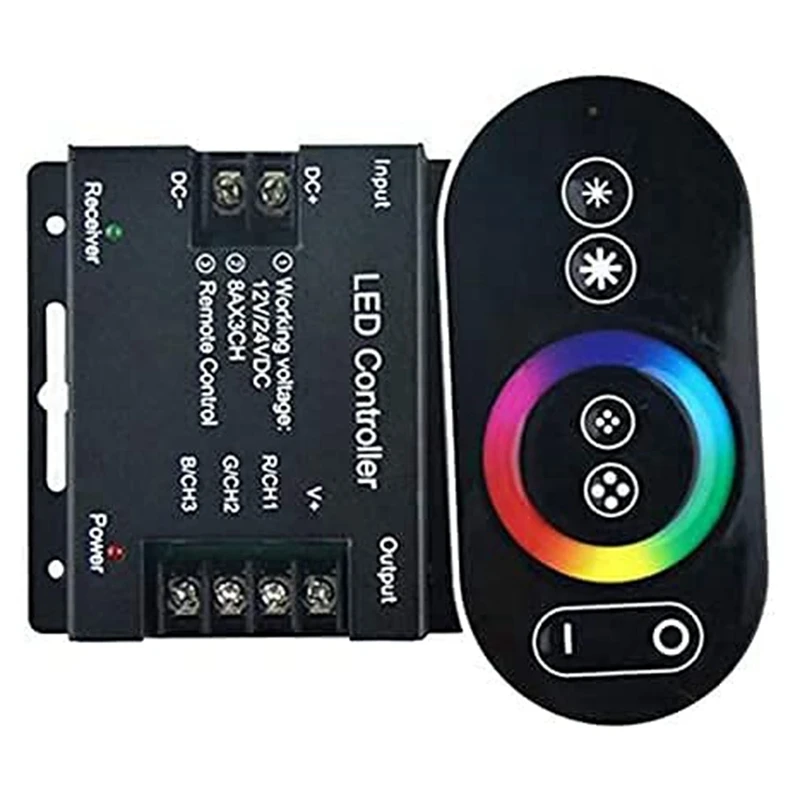 

RGB LED Dimmer Switch, Dimmer Switch With RF LED Remote Controller PWM DC 12V-24V 18A Dimmer Switch For 5050 3528 RGB