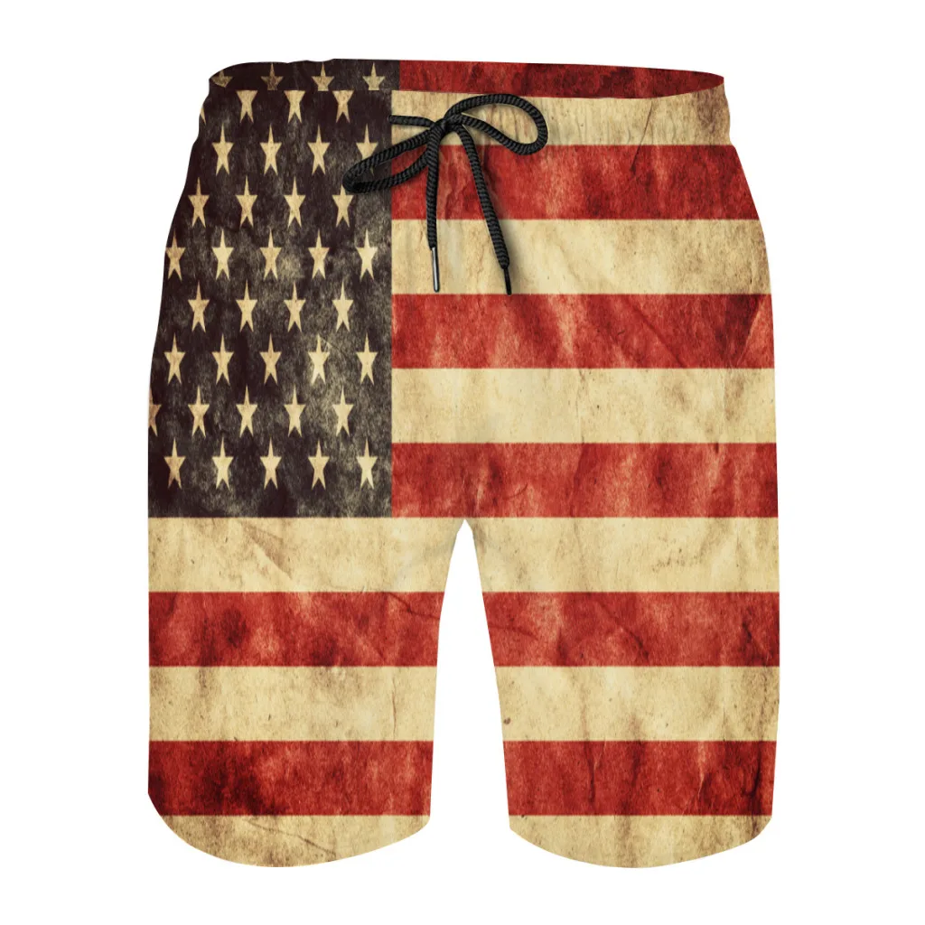 

2022 usa US AMERICA Country Flag Vintage Men's Summer Loose Breathable Casual Shorts Beach Pants