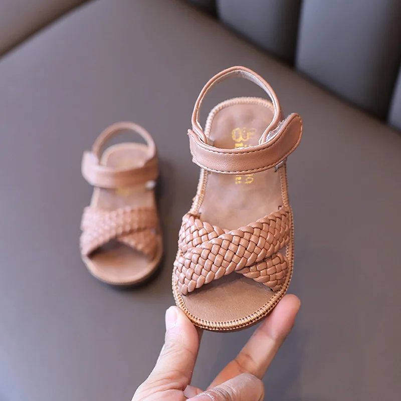 

Summer Baby Sandals 2022 New Fashion Kids Soft Weave Rome Baby Princess Shoes Children Flat Cute Beach Open-toe Fashion Shoes