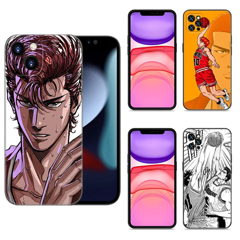 Чехол для телефона с аниме Slam Dunk Apple iPhone 12 13 Mini 11 14 15 Pro Max 7 8 Plus X XR XS SE 2020 2022 Черный