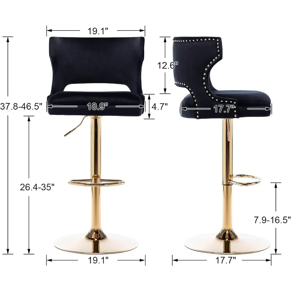 Drehbare Barhocker 4er-Set Xohenverstellbare Thekenhocker Moderner Samt-Barhocker Mit Offener Rückenirgne