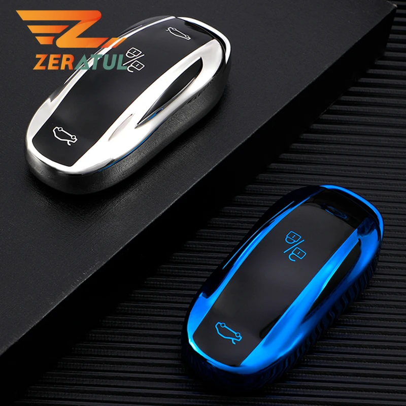 Zeratul Auto for Tesla Model 3 Y X S TPU Car Smart Key Cover Case Fob Shell Bag Holder Accessories |