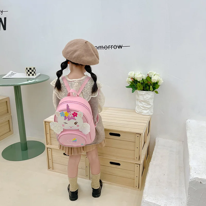 

New Children'S Schoolbag Cute Foreign Fashion Small Schoolbag Street Trend Pu Leather Backpack Girls Leisure Travel Snack Bag