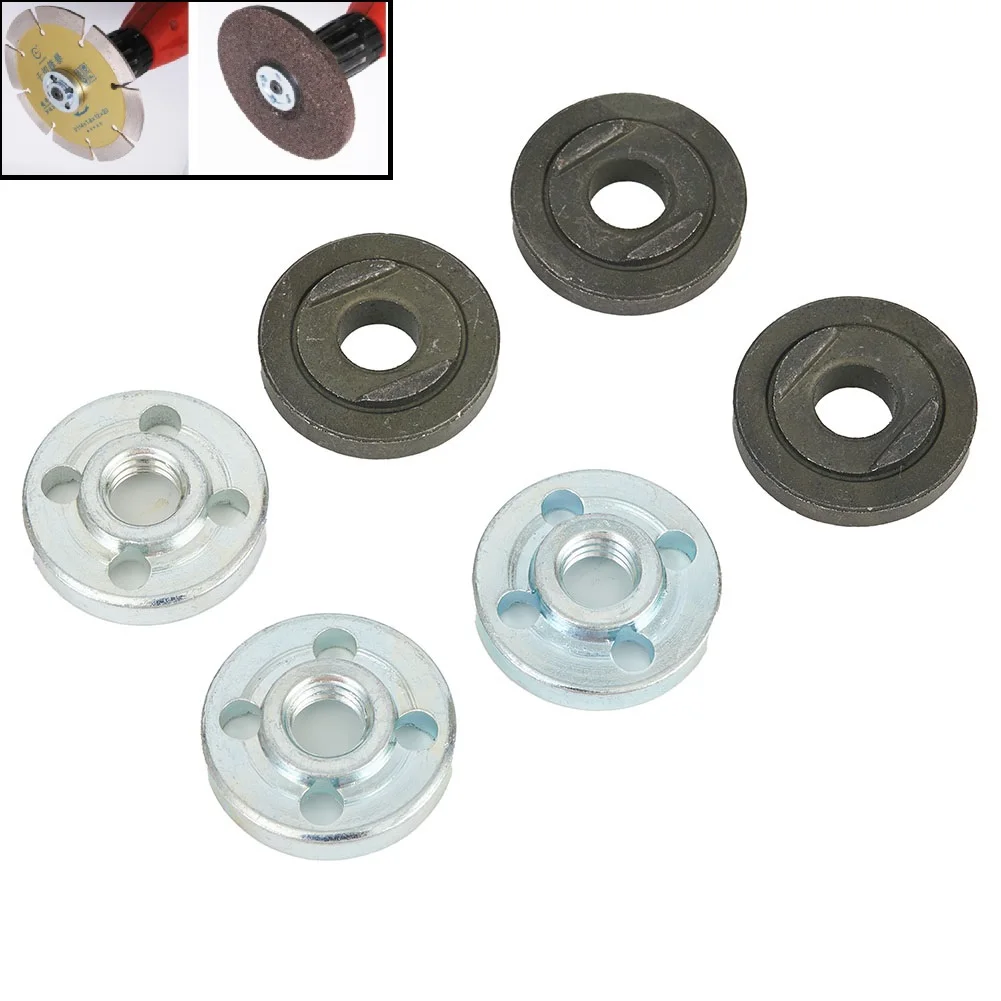 

6 Pcs Steel Lock Nuts Flange Nut Inner Outer Kit Angle Grinder Tool Accessories 2 Specifications - Toothless, Toothed