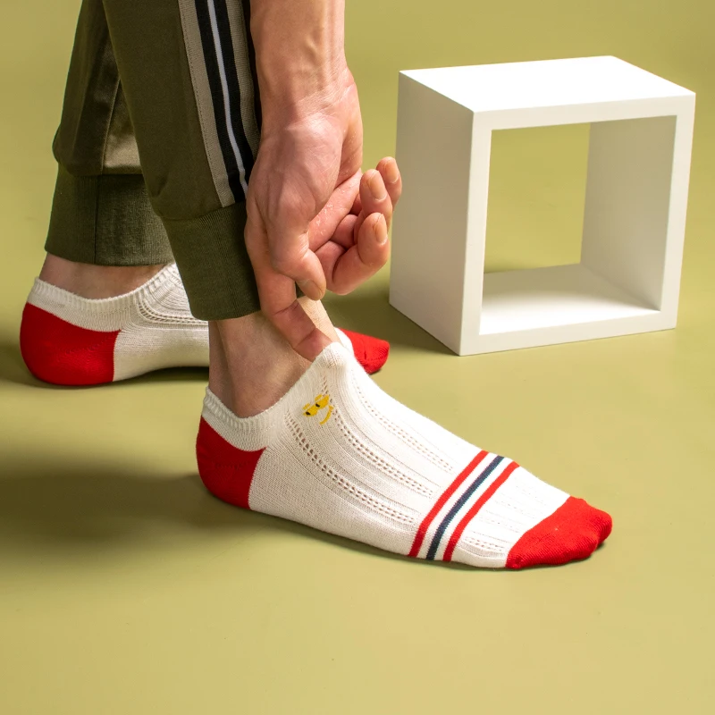 Men's latest design ship socks summer socks high-quality business geometric lattice color men's cotton socks 5 pairs wholesale