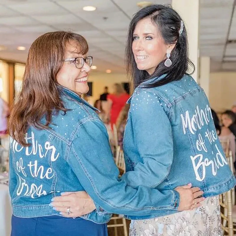Mother of the Bride groom Denim Jacket Wedding engagement Bach Bachelorette hen Party bride to be Bridal Shower decoration gift