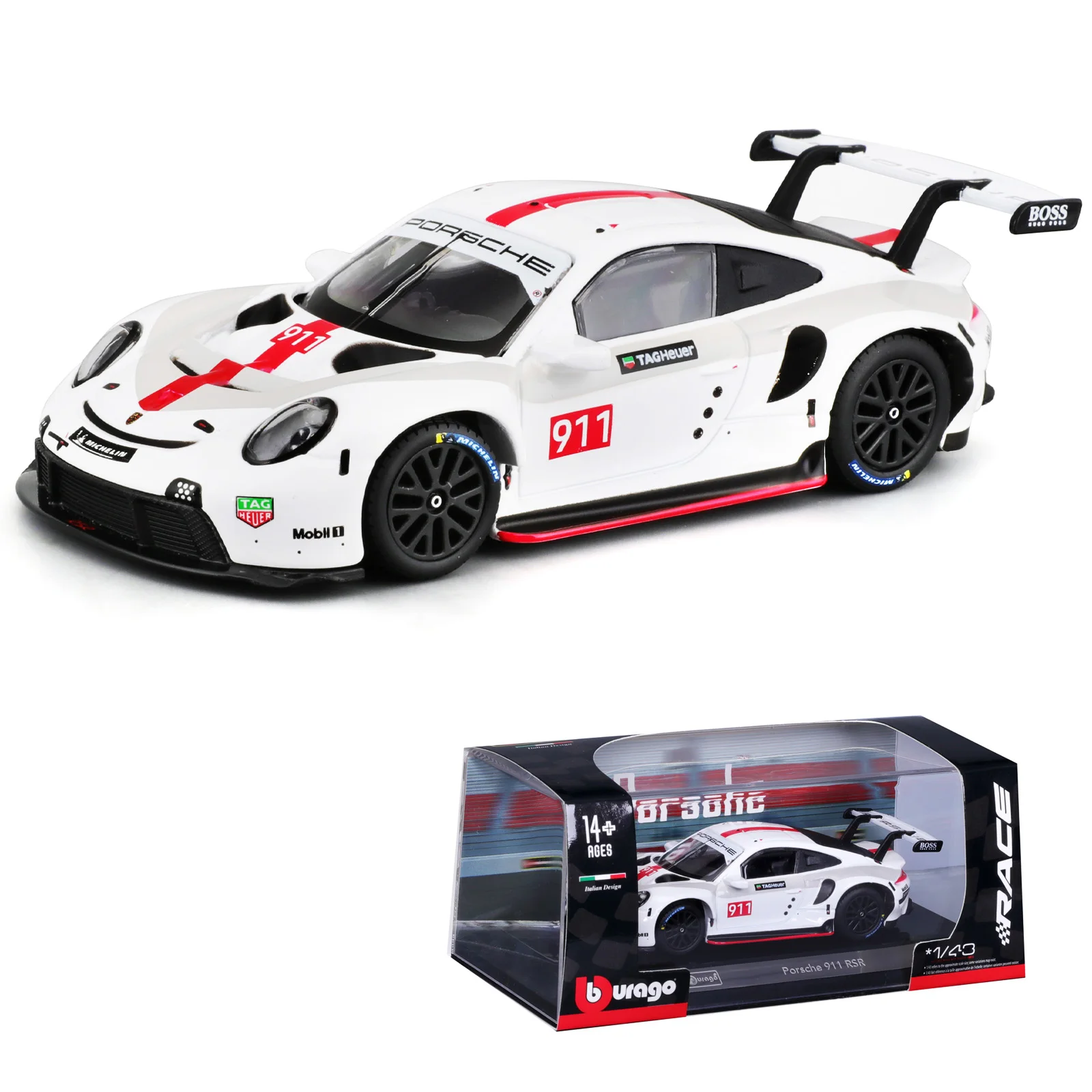 Bburago 1:43 Porsche 911 RSR статические литые автомобили Коллекционная модель гоночного