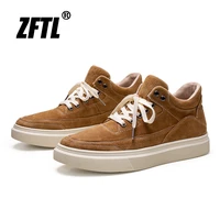 zftl mens casual shoes solid color genuine leather low top sneakers tooling casual shoes japanese skateboard shoes 2022 new