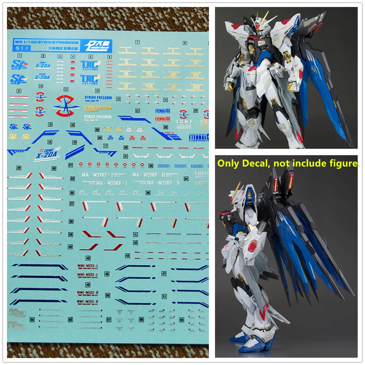 D.L высококачественная водяная паста для наклеек MG MB 1/100 ZGMF-X20A Strike Freedom 4-цветная