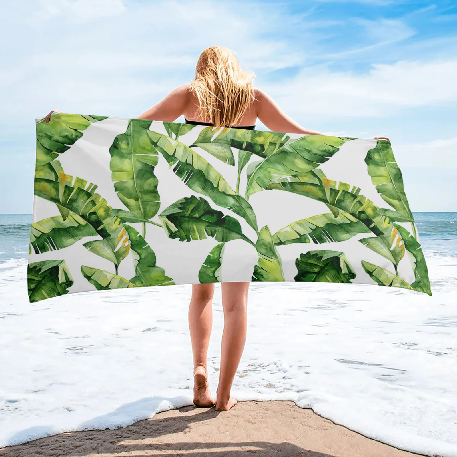 

Banana Tropical Plant Leaves Bath Towel Bathroom Soft Absorbent Towel Microfiber Fabric Beach Towels Home Textile