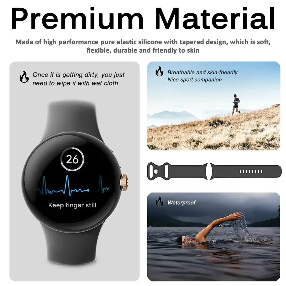 Фото Силиконовый ремешок для Google Pixel Watch 4/3 (45 мм, 41 мм), водонепроницаемый браслет для смарт-часов Google Pixel Watch 4/3/2/1 №3