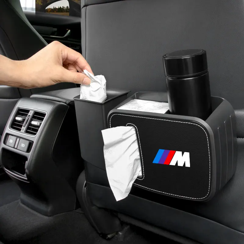1pcs Car Seat Back Trash Bin Storage Box Drink Holder Organizer For BMW M E36 E46 E90 E60 F10 F30 E39 F20 E87 E92 G30 X5 E70 E91