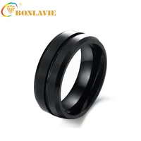 bonlavie tungsten carbon ring 8mm width comfort fit tungsten steel ring electroplated black slotted ring