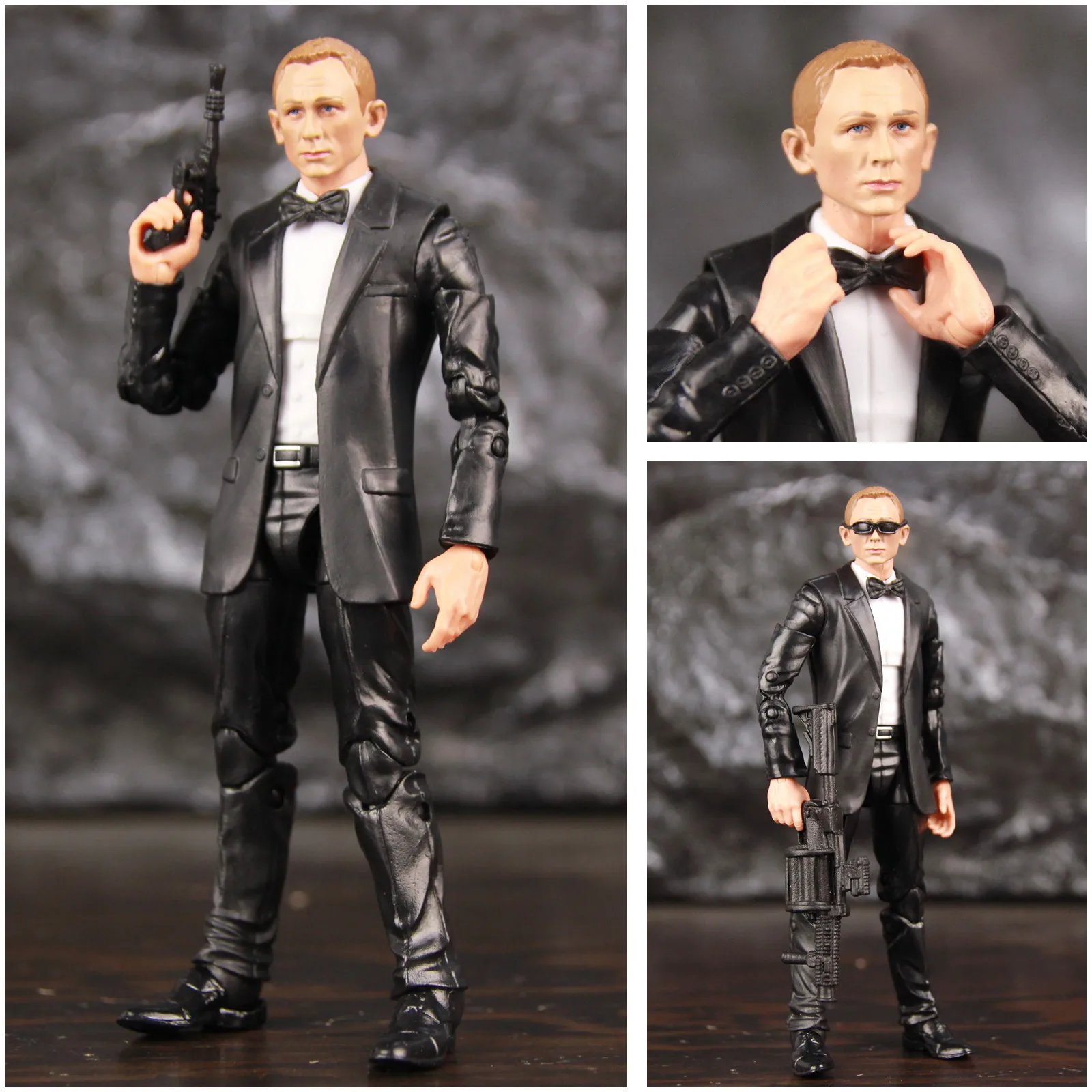 

James Bond 6" Movie Action Figure Black Suit Bow 007 Sky Fall Quantum Solace Spectre Daniel Craig Pierce Brosnan Toys Doll Model