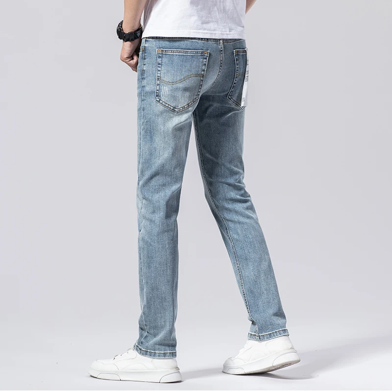 Джинсы мужские классические модные повседневные Стрейчевые брюки из денима |