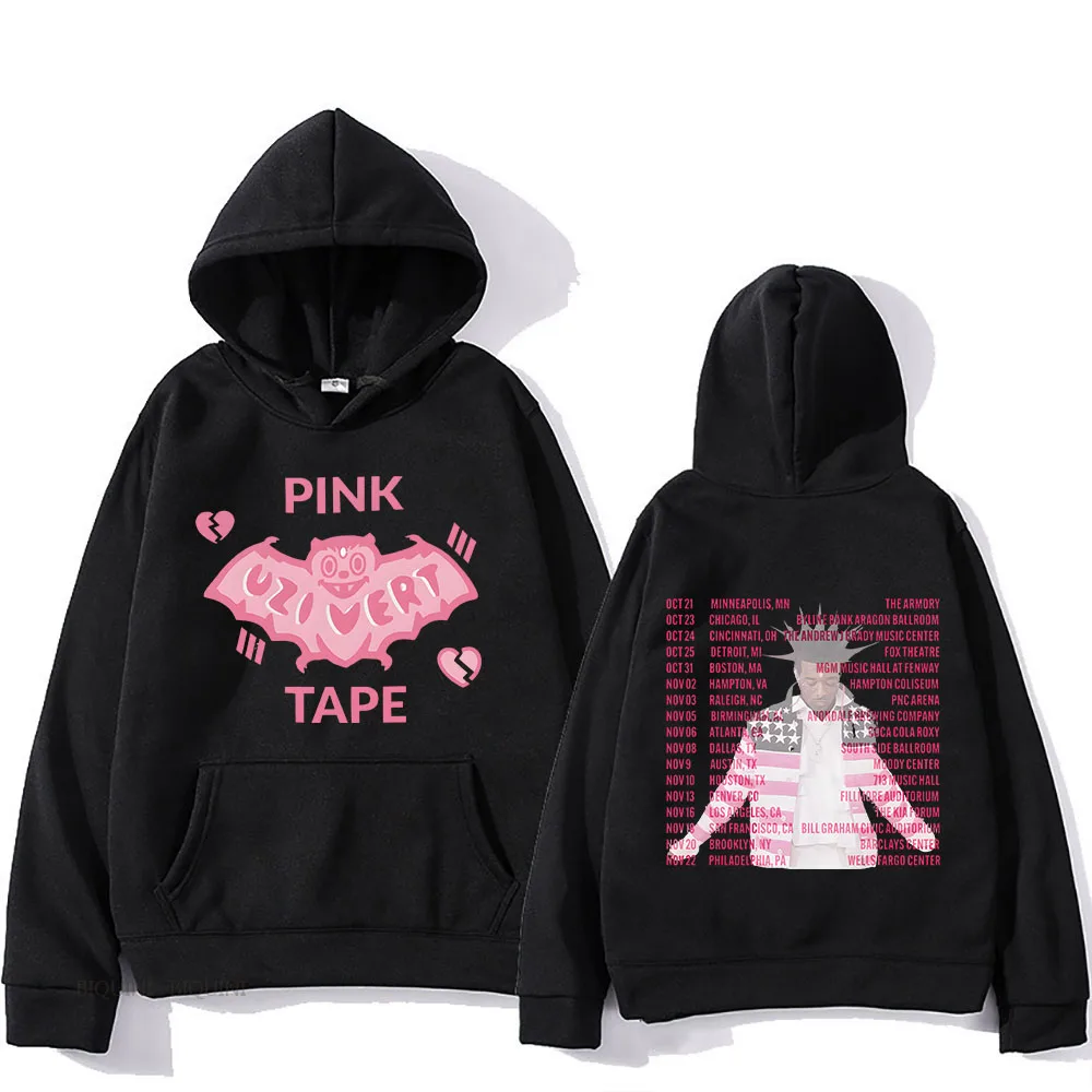 

Lill Uzii Vert Pink Tape Music Tour Hoodies Long Sleeve Mens Hooded Sweatshirts Casual Streetwear Comfortable Autumn Warm Hoody