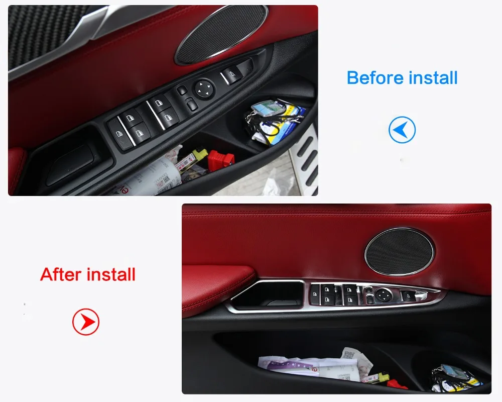 

ABS Chrome Car Door Window Lift Button Panel Cover Trim Stickers For BMW X5 X6 F15 F16 2014-2017 Accessories Car-Styling