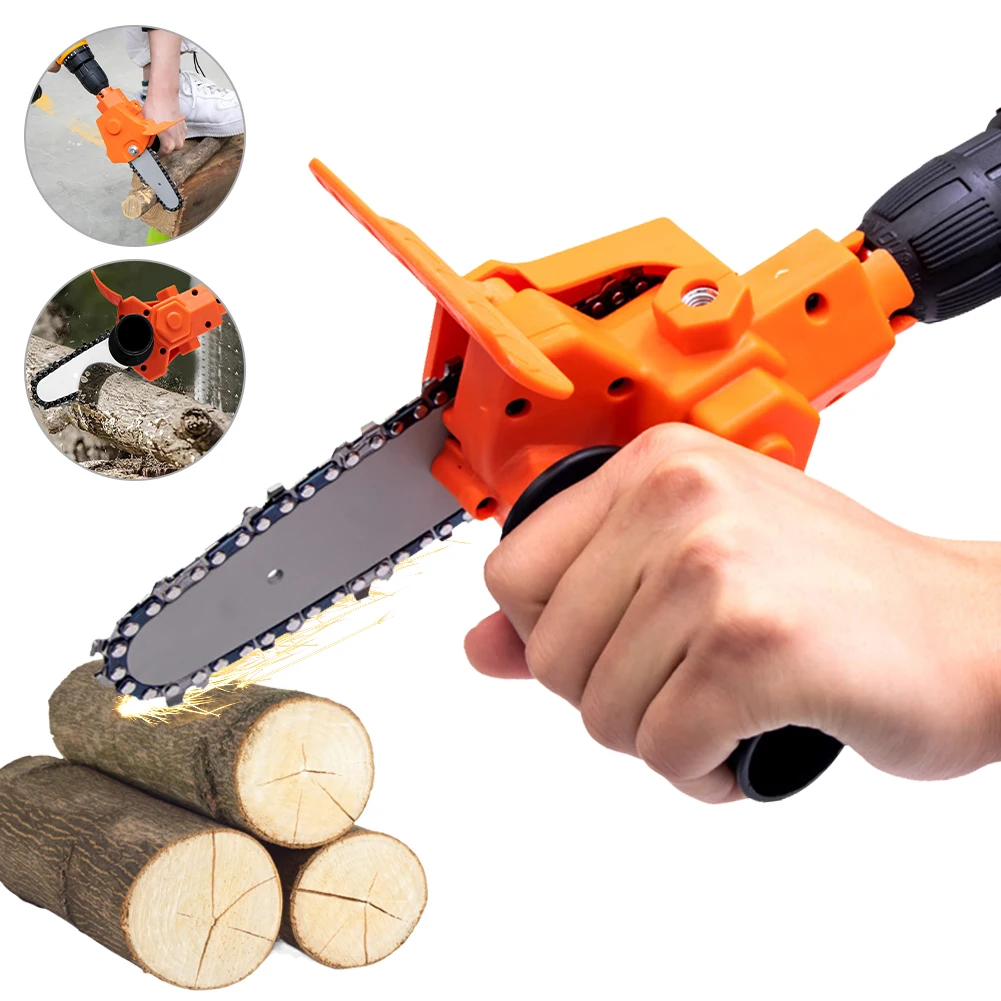

4 Inch Electric Drill Modified To Electric Chainsaw Tool Electric Chain Saw Adapter Conversion Head Woodworking Pruning Tools