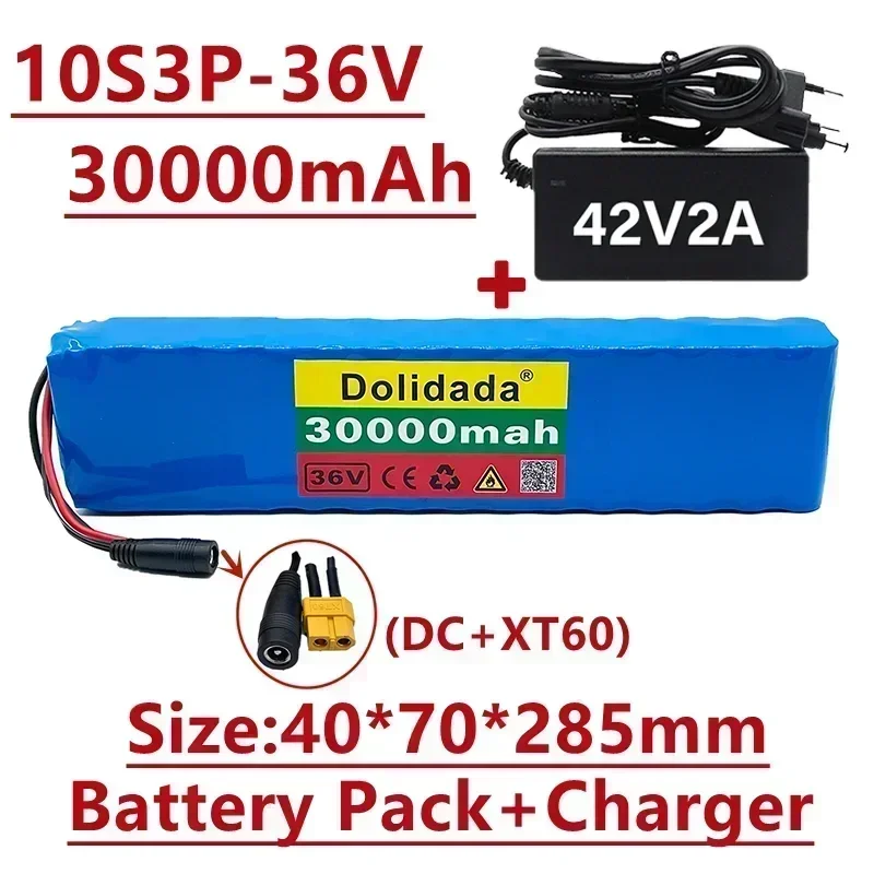 10s3p 36V 30000mah battery pack 600W suitable for Xiaomi m365 Pro eBike bicycle with built-in 20A BMS charger