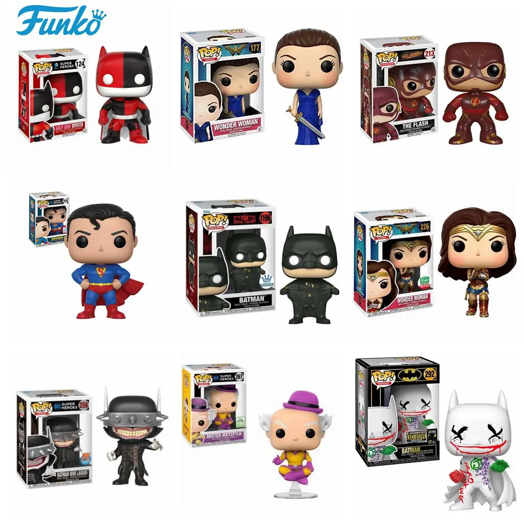 FUNKO POP DC Лига Справедливости чудо-женщина 226 # Супермен 205 # Бэтмен 292 # Аквамен флэш-модель виниловые фигурки коллекционные игрушки