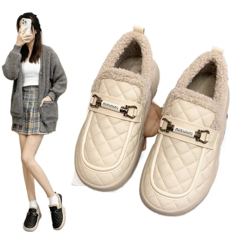 Бархатные Лоферы для женщин сезон осень-зима 2024 плоская подошва нескользящая