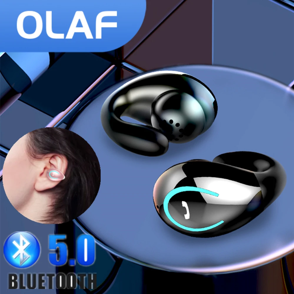 

Беспроводные Bluetooth-наушники Olaf с одним зажимом для ушей, наушники-вкладыши с костной проводимостью, безболезненные стереонаушники TWS с микр...
