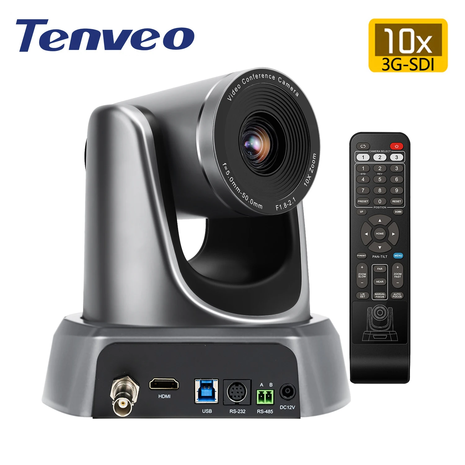 

Tenveo Video Conference PTZ Camera 10X Zoom USB/HDMI/SDI 1080P for Business Meeting Church Live Broadcast Streaming Education