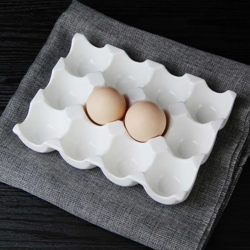 

Japanese Ceramic 6 Grid 12 Grid Egg Tray Household Kitchen Refrigerator Fresh Food Storage Box Baking Tableware Baking Egg Tray