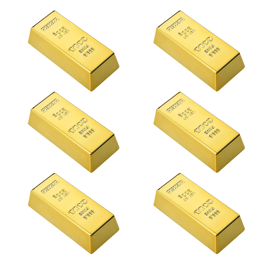 

6pcs Gold Bullion Bars Refrigerator Magnet Faux Gold Brick Fridge Magnets Refrigerator Stickers Office Magnets