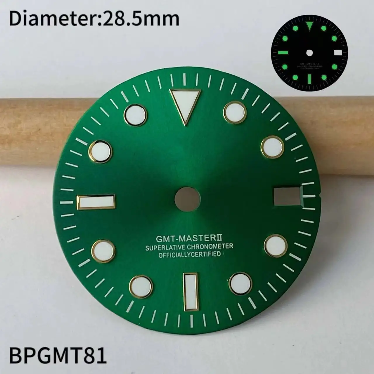 Зеленый циферблат GMT 28 5 мм NH34 S с одним световым лучом подходит для аксессуаров