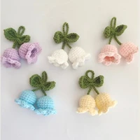 5pcshandmade knitted keychain keyring for women girl crocheted wind chimes flower bag pendants car key ring handbag charms gift