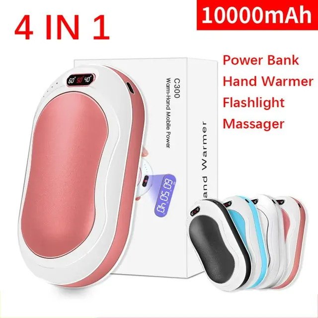 Winter 4 IN 1 Double-Side Heating USB Rechargeable Massager 10000mAh Power Bank Hand Warmer LED Flashlight 3