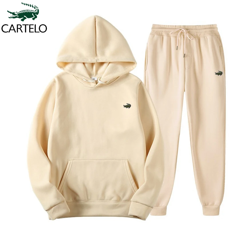 

CARTELO 2023 New Couple Costume Tracksuit Embroidered Hoodie Sweatpants Two Piece Set Plush thickened Sports Casuals Sportswear