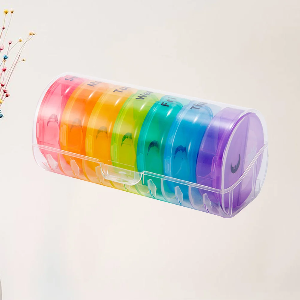 

Organzier Round Portable Holder Box Vitamin Box Medicine for Travel Home