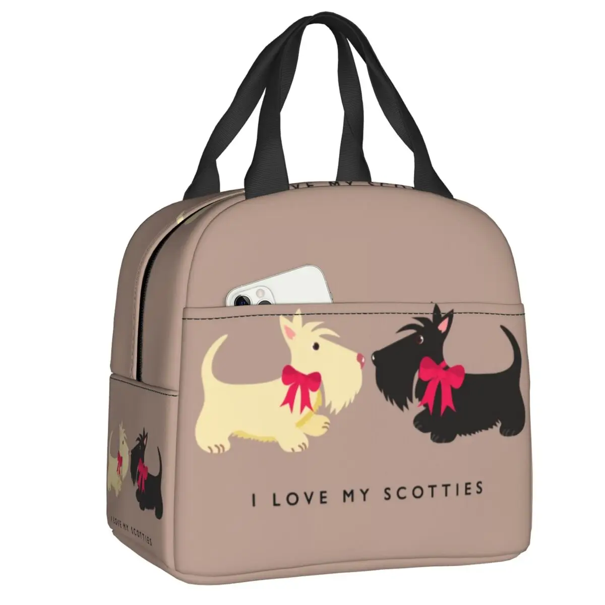 

I Love My Scotties Thermal Insulated Lunch Bags Scottish Terrier Dog Portable Lunch Container for Work Multifunction Food Box