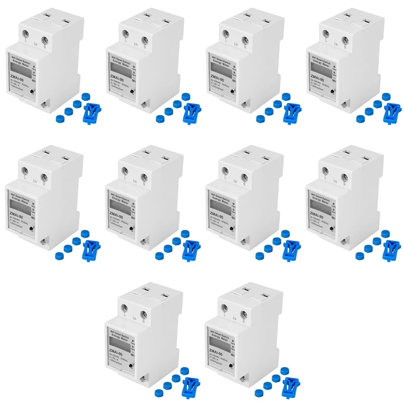 

10X WiFi Smart Power Meter Switch Power Consumption Energy Monitoring Meter 110V 220V Din Rail App Remote Control